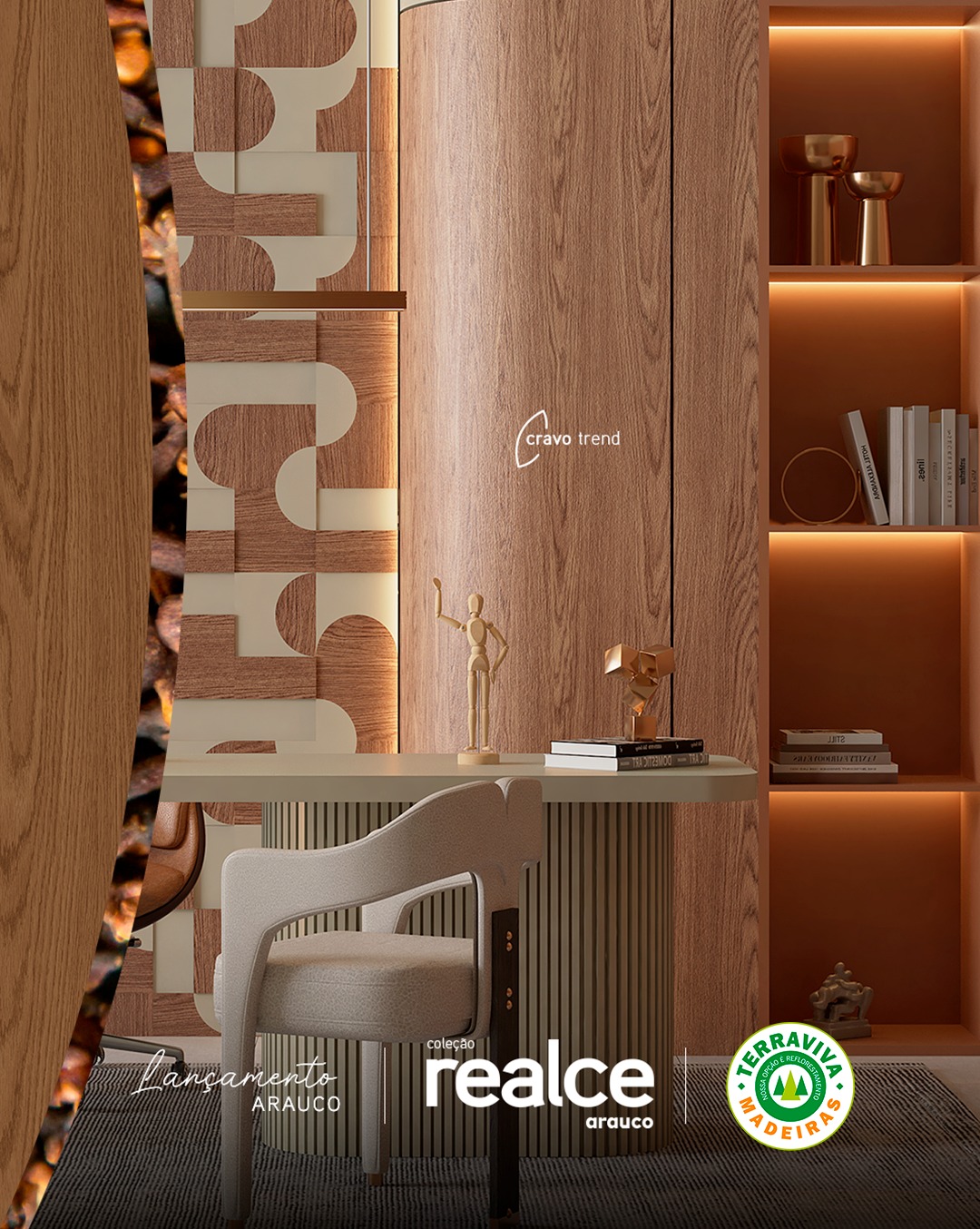 Terraviva Madeiras apresenta Coleção Realce da Arauco com novos padrões para projetos de interiores
