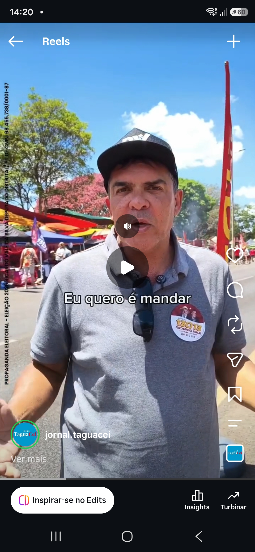 Ricardo Vale reforça defesa dos ambulantes e destaca luta pelo direito ao trabalho no Eixão do Lazer