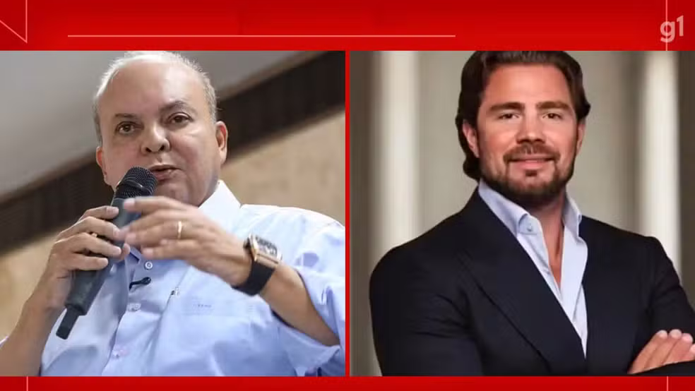 Ibaneis Rocha, então governador do Distrito Federal, e Daniel Vorcaro, controlador do Banco Master, em imagens utilizadas para ilustrar reportagem sobre as negociações envolvendo o BRB.